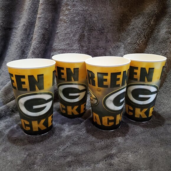Set of 4 Green Bay Packers NFL 3D 12oz Drinking Cups - Picture 1 of 6